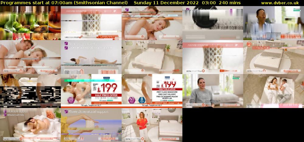 Programmes start at 07:00am (Smithsonian Channel) Sunday 11 December 2022 03:00 - 07:00