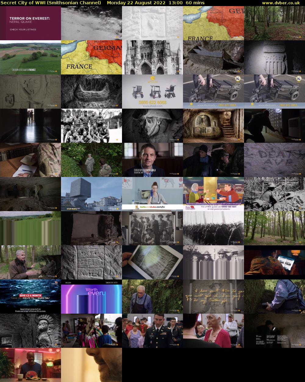 Secret City of WWI (Smithsonian Channel) Monday 22 August 2022 13:00 - 14:00