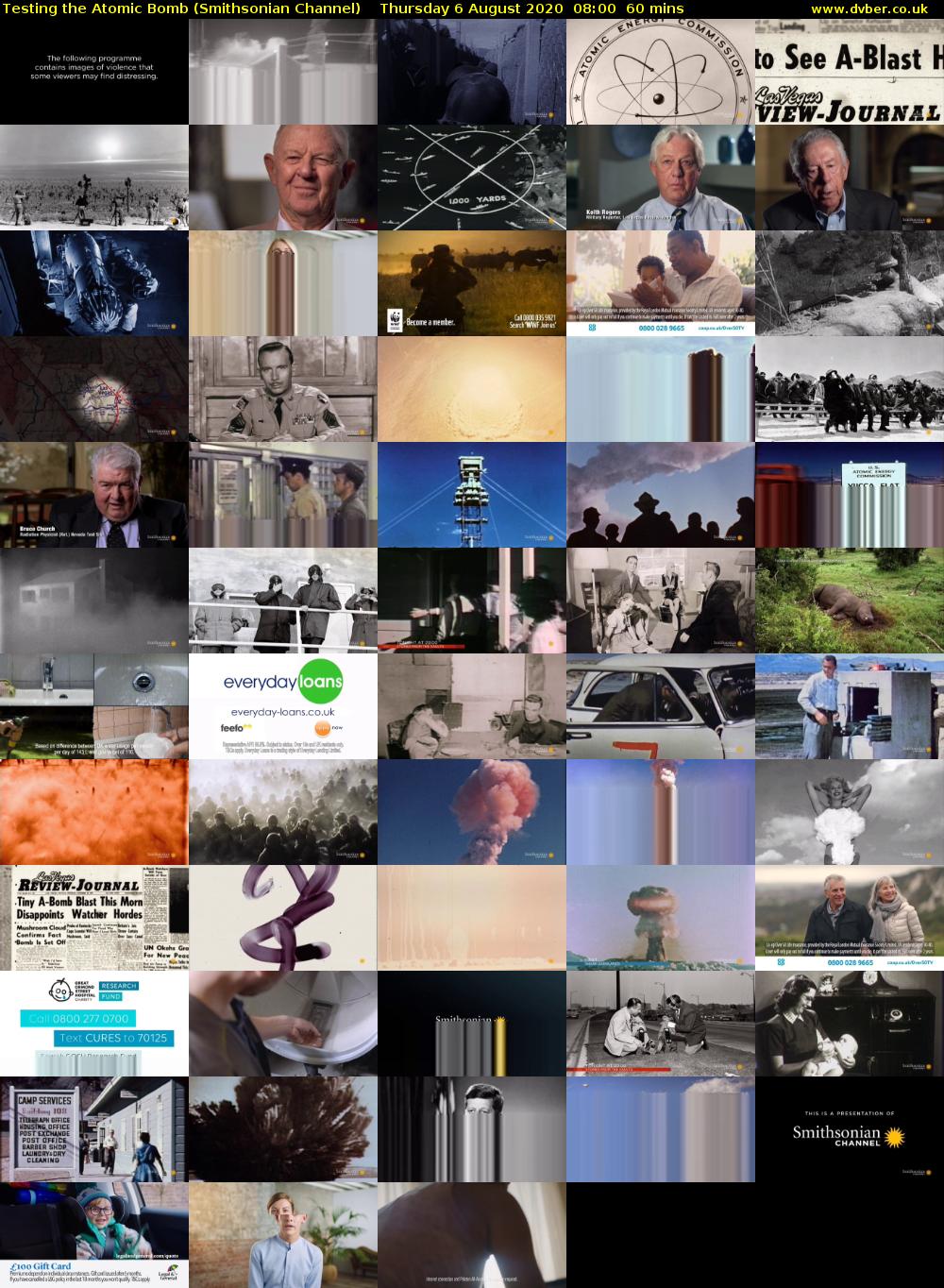 Testing the Atomic Bomb (Smithsonian Channel) Thursday 6 August 2020 08:00 - 09:00