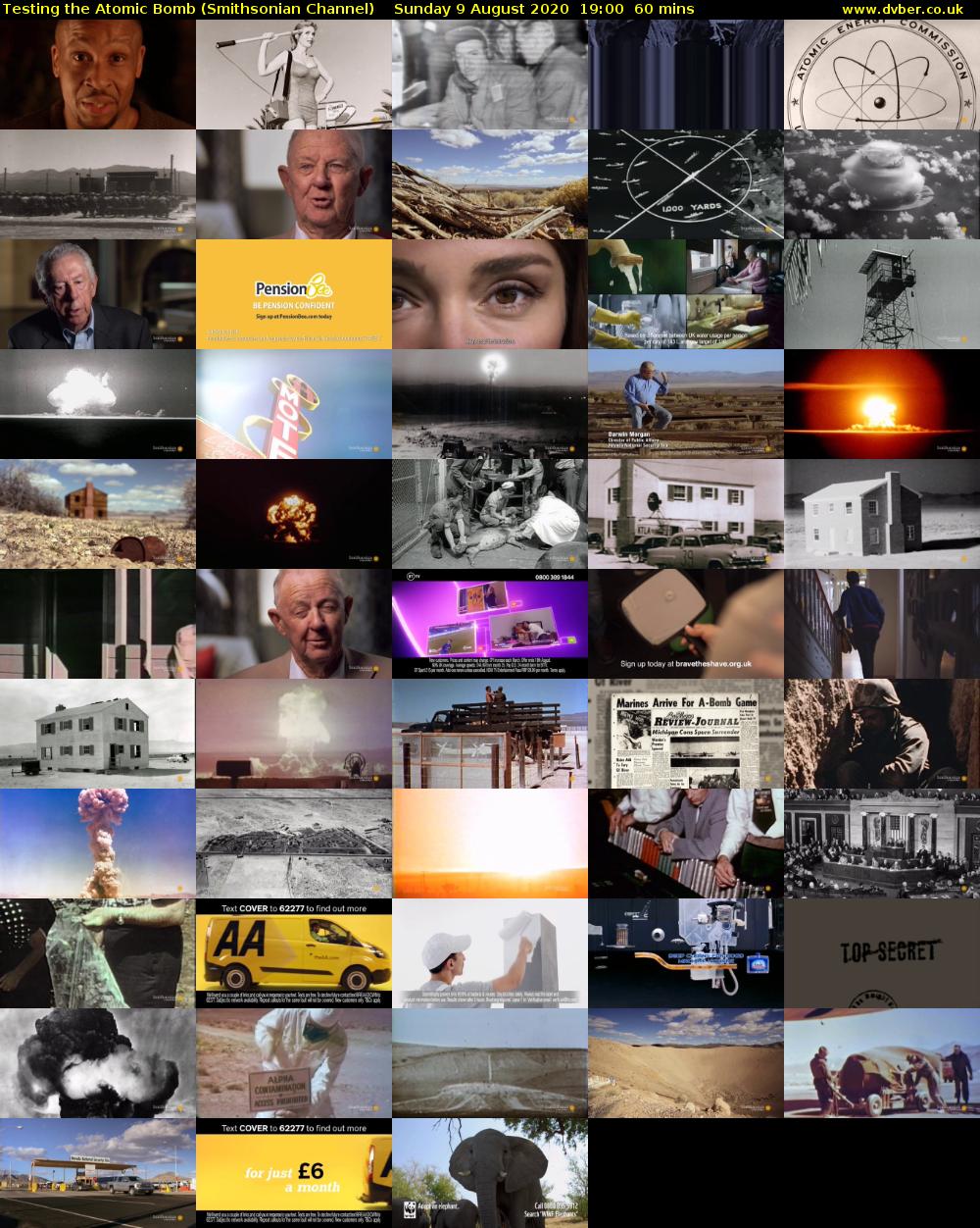 Testing the Atomic Bomb (Smithsonian Channel) Sunday 9 August 2020 19:00 - 20:00