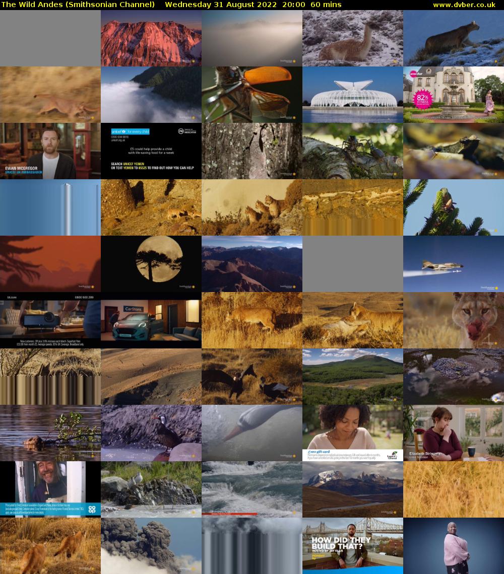 The Wild Andes (Smithsonian Channel) Wednesday 31 August 2022 20:00 - 21:00