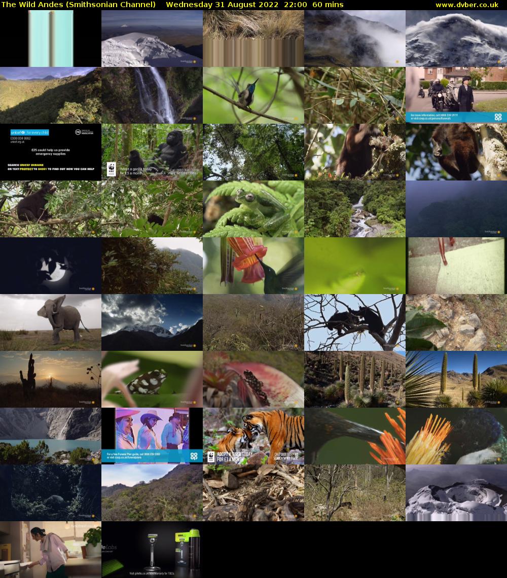 The Wild Andes (Smithsonian Channel) Wednesday 31 August 2022 22:00 - 23:00