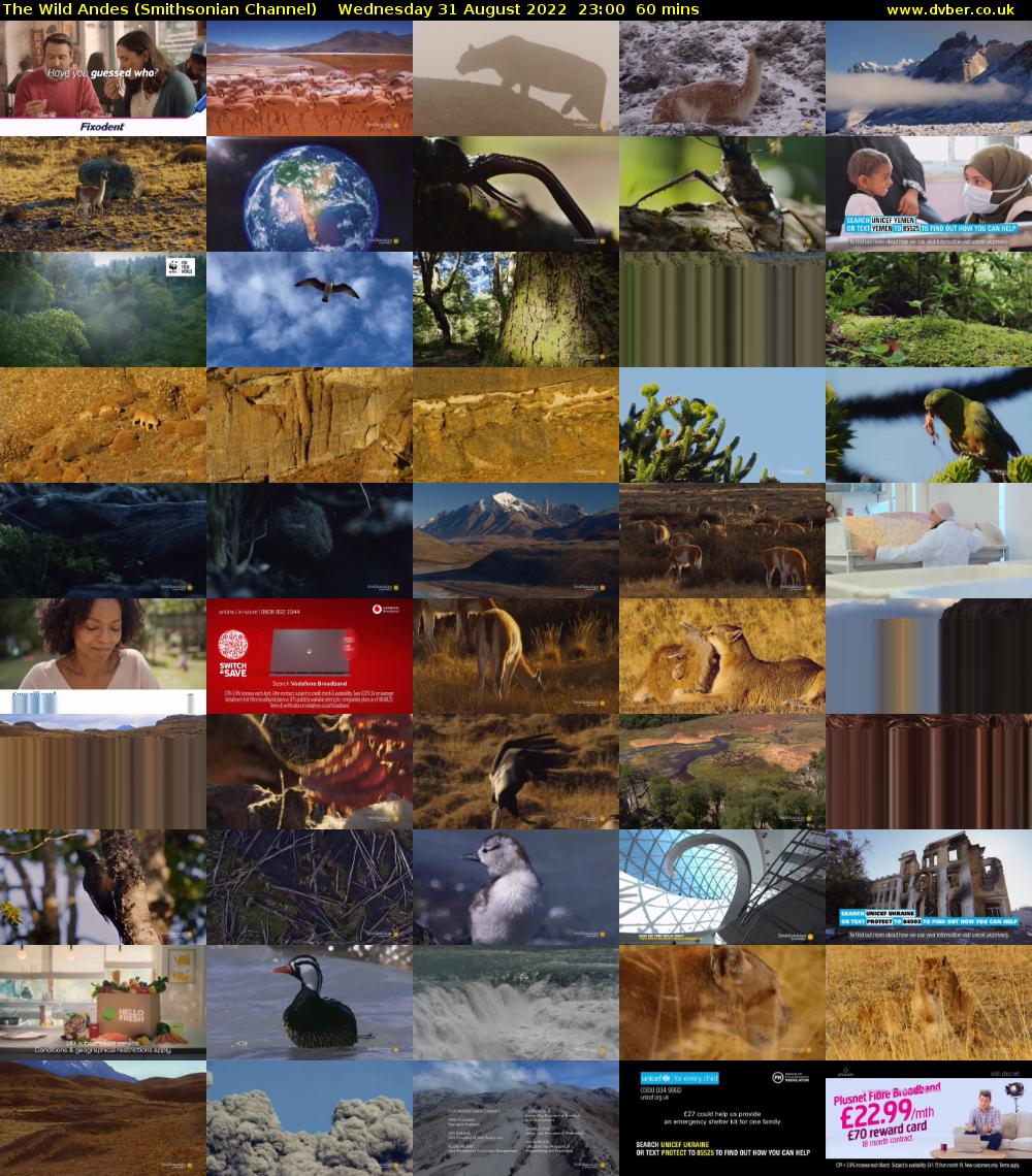 The Wild Andes (Smithsonian Channel) Wednesday 31 August 2022 23:00 - 00:00