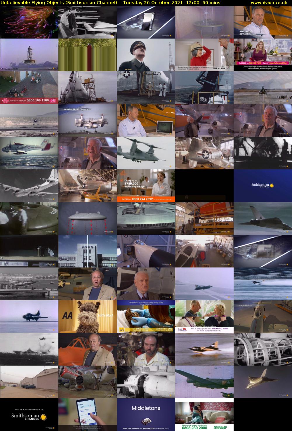 Unbelievable Flying Objects (Smithsonian Channel) Tuesday 26 October 2021 12:00 - 13:00