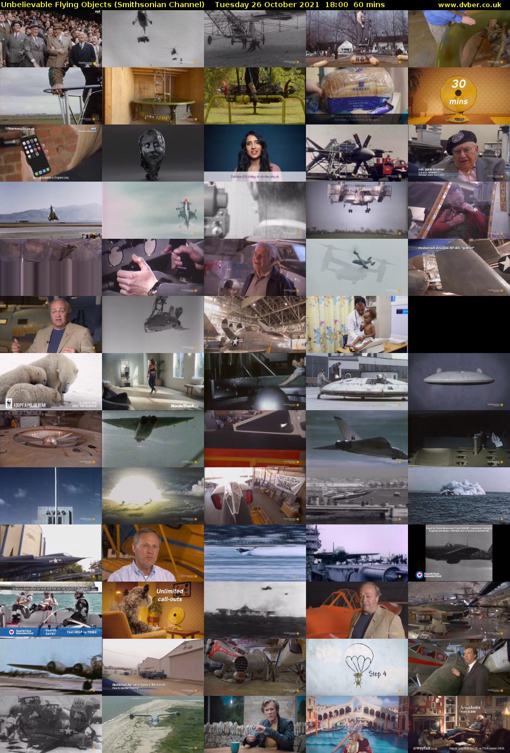 Unbelievable Flying Objects (Smithsonian Channel) Tuesday 26 October 2021 18:00 - 19:00