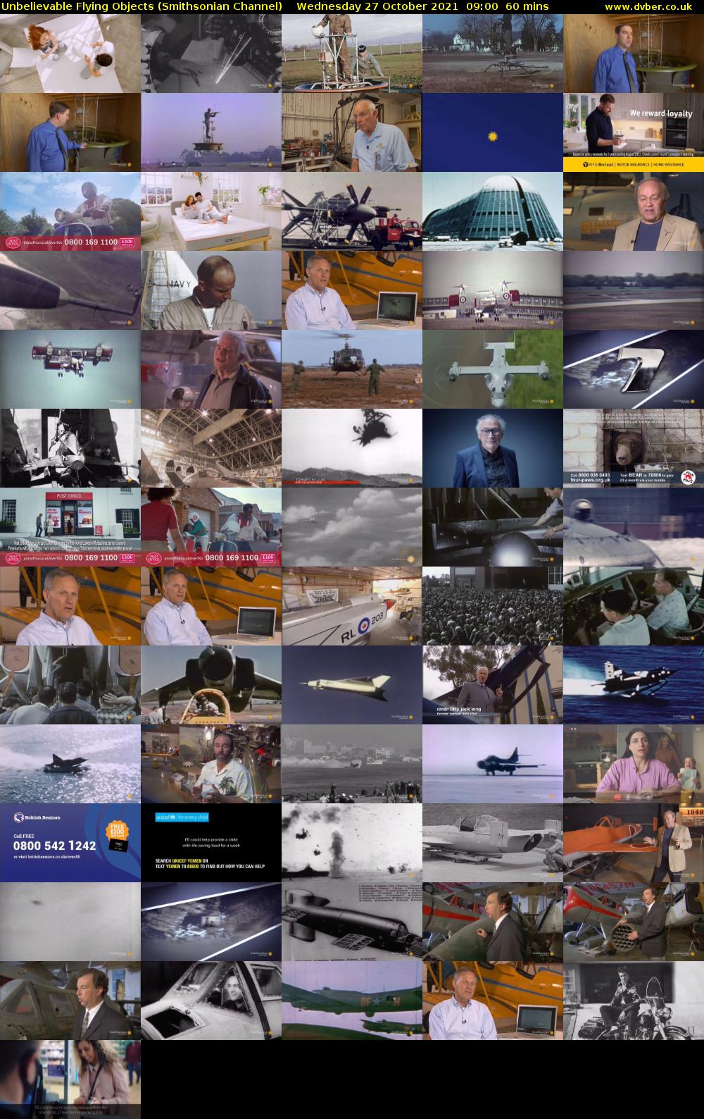 Unbelievable Flying Objects (Smithsonian Channel) Wednesday 27 October 2021 09:00 - 10:00