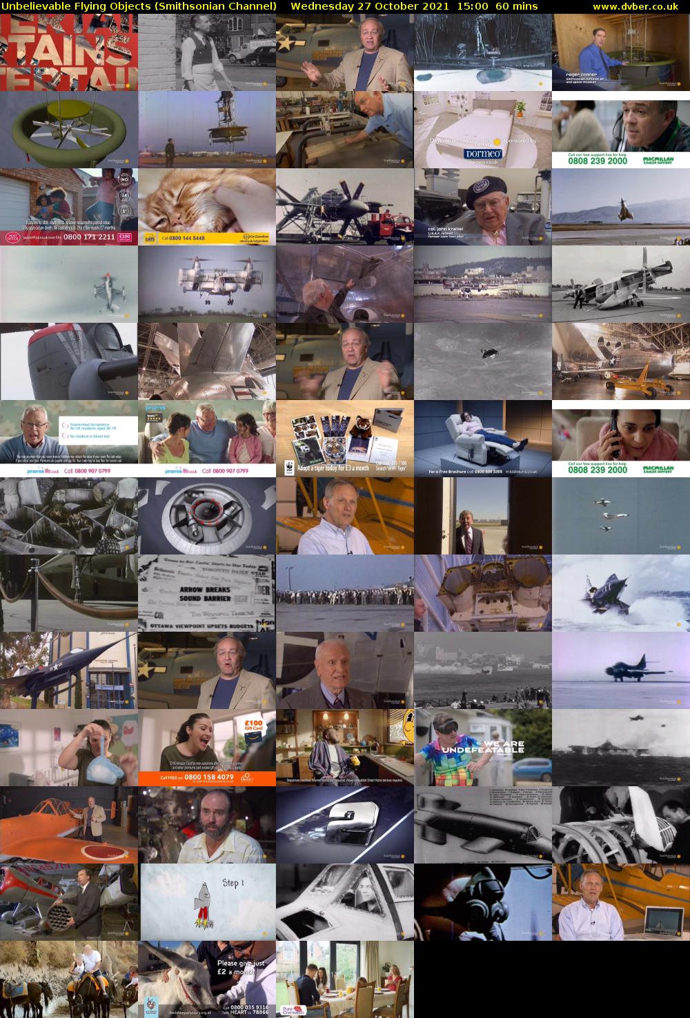 Unbelievable Flying Objects (Smithsonian Channel) Wednesday 27 October 2021 15:00 - 16:00