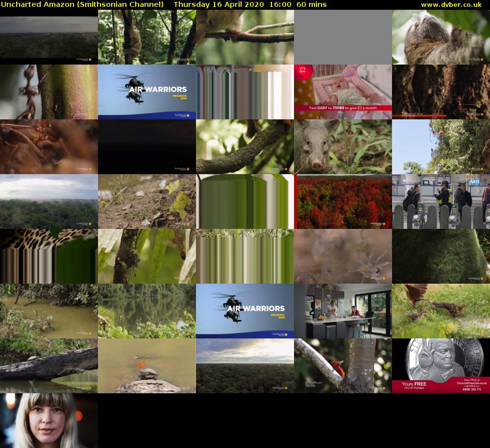 Uncharted Amazon (Smithsonian Channel) Thursday 16 April 2020 16:00 - 17:00