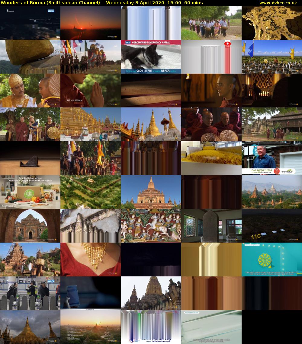 Wonders of Burma (Smithsonian Channel) Wednesday 8 April 2020 16:00 - 17:00