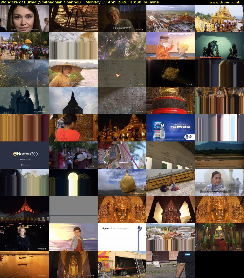 Wonders of Burma (Smithsonian Channel) Monday 13 April 2020 10:00 - 11:00