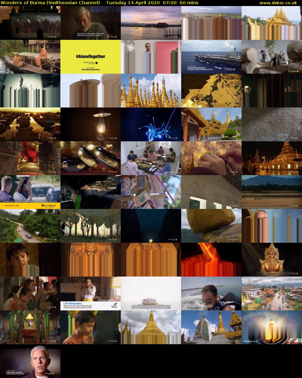 Wonders of Burma (Smithsonian Channel) Tuesday 14 April 2020 07:00 - 08:00