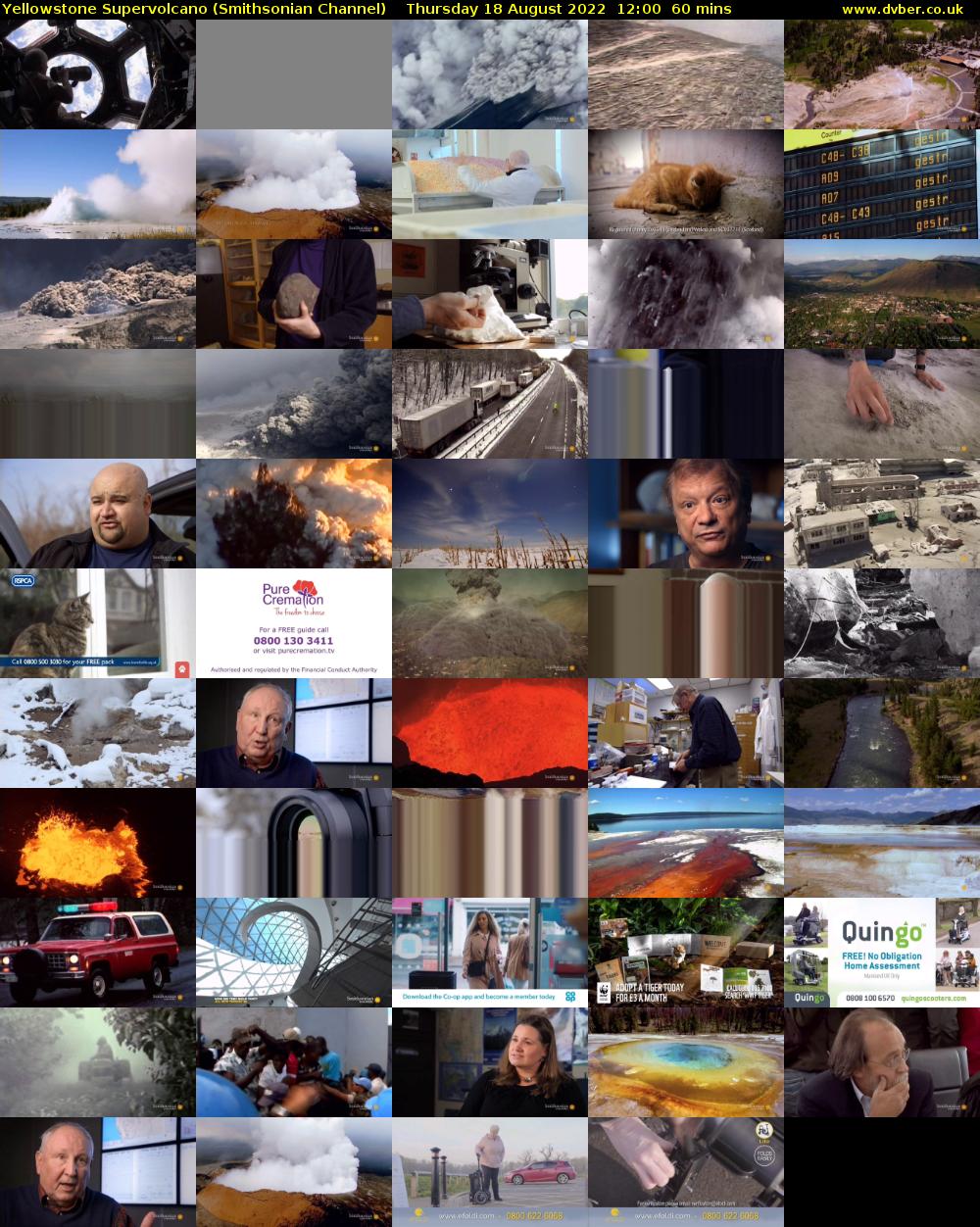 Yellowstone Supervolcano (Smithsonian Channel) Thursday 18 August 2022 12:00 - 13:00