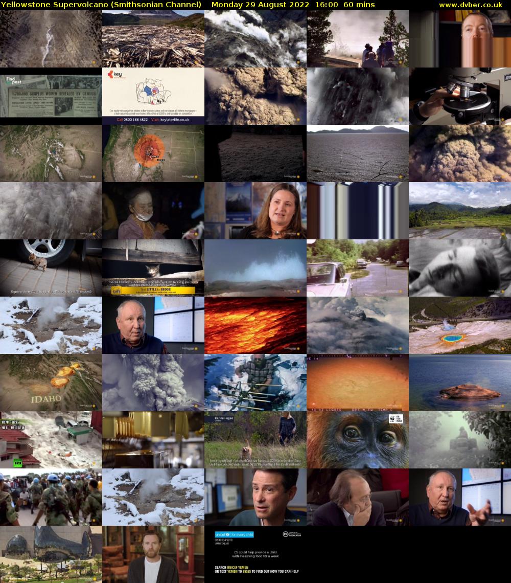 Yellowstone Supervolcano (Smithsonian Channel) Monday 29 August 2022 16:00 - 17:00