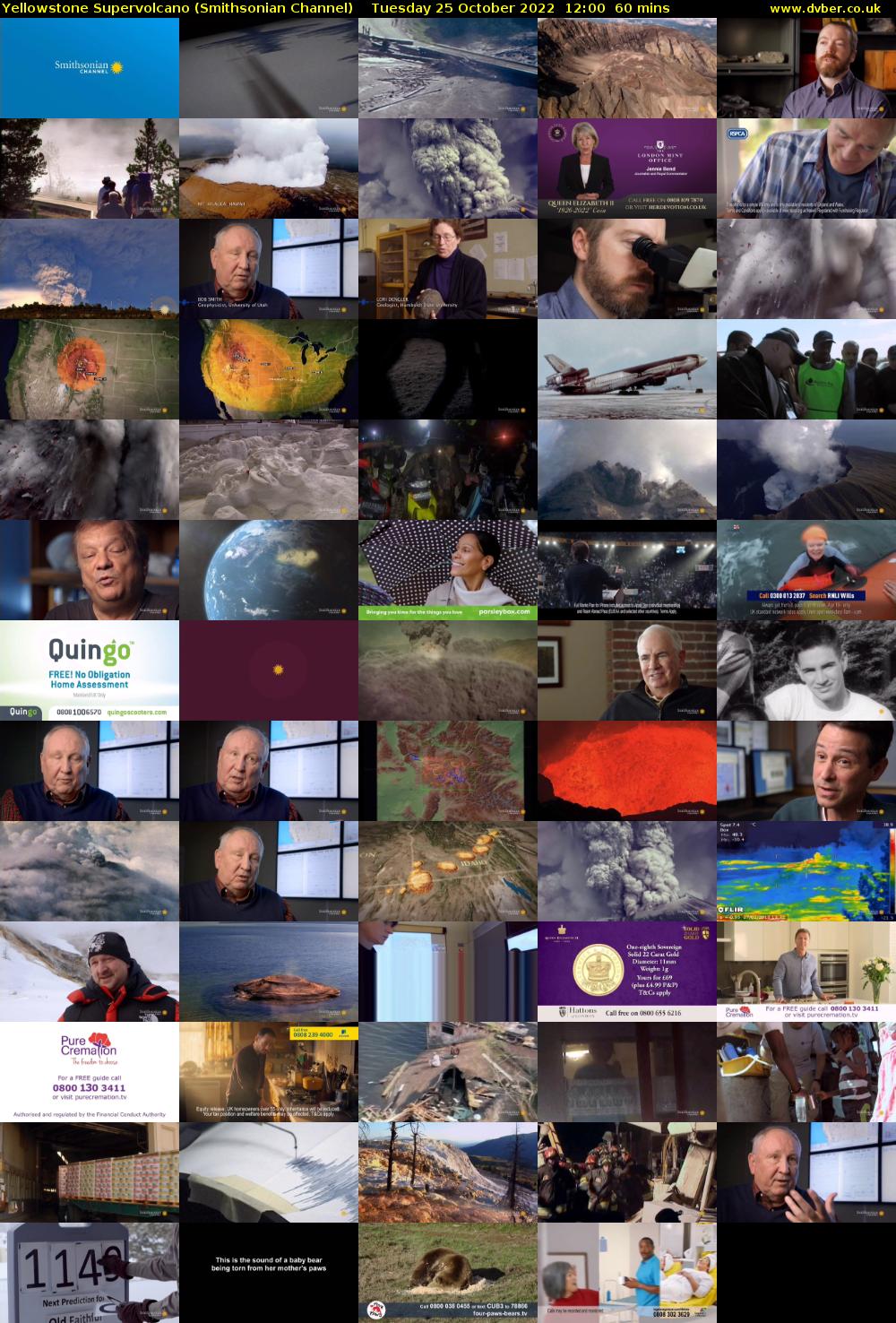 Yellowstone Supervolcano (Smithsonian Channel) Tuesday 25 October 2022 12:00 - 13:00