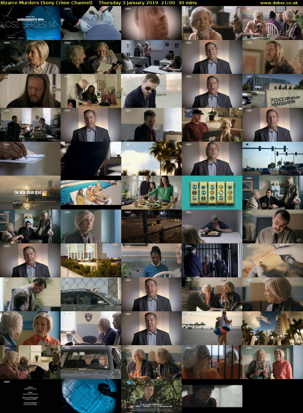 Bizarre Murders (Sony Crime Channel) Thursday 3 January 2019 21:00 - 21:30
