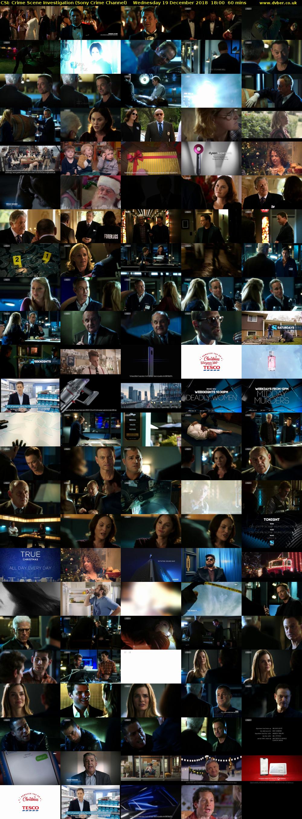 CSI: Crime Scene Investigation (Sony Crime Channel) Wednesday 19 December 2018 18:00 - 19:00
