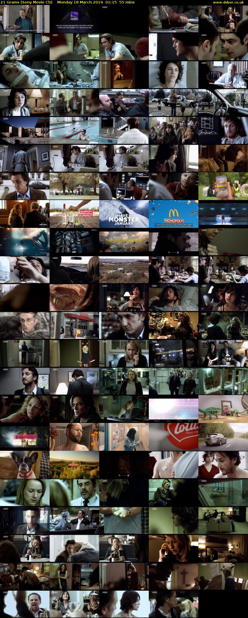 21 Grams (Sony Movie Ch) Monday 18 March 2019 01:15 - 02:10