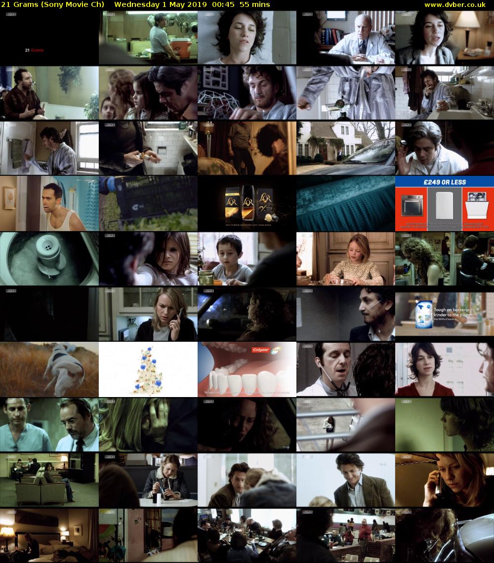 21 Grams (Sony Movie Ch) Wednesday 1 May 2019 00:45 - 01:40
