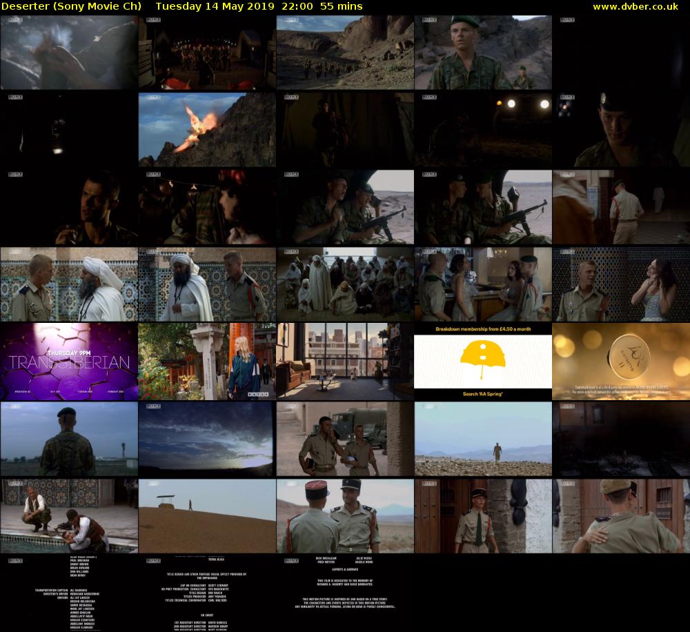 Deserter (Sony Movie Ch) Tuesday 14 May 2019 22:00 - 22:55