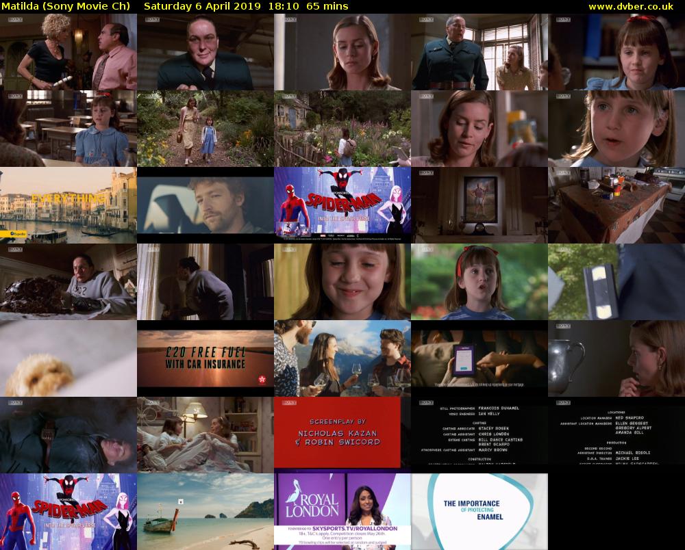 Matilda (Sony Movie Ch) Saturday 6 April 2019 18:10 - 19:15