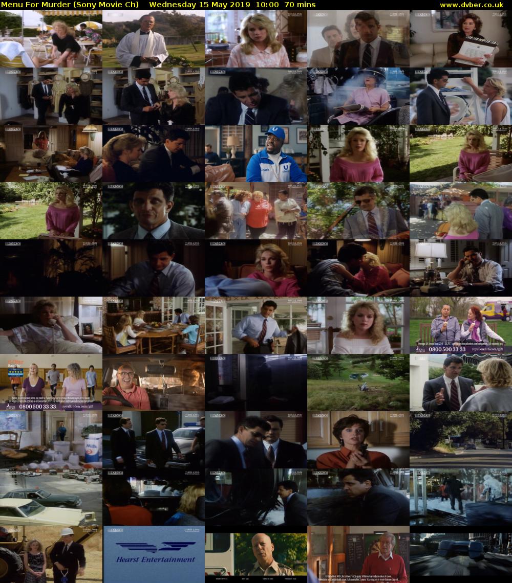 Menu For Murder (Sony Movie Ch) Wednesday 15 May 2019 10:00 - 11:10
