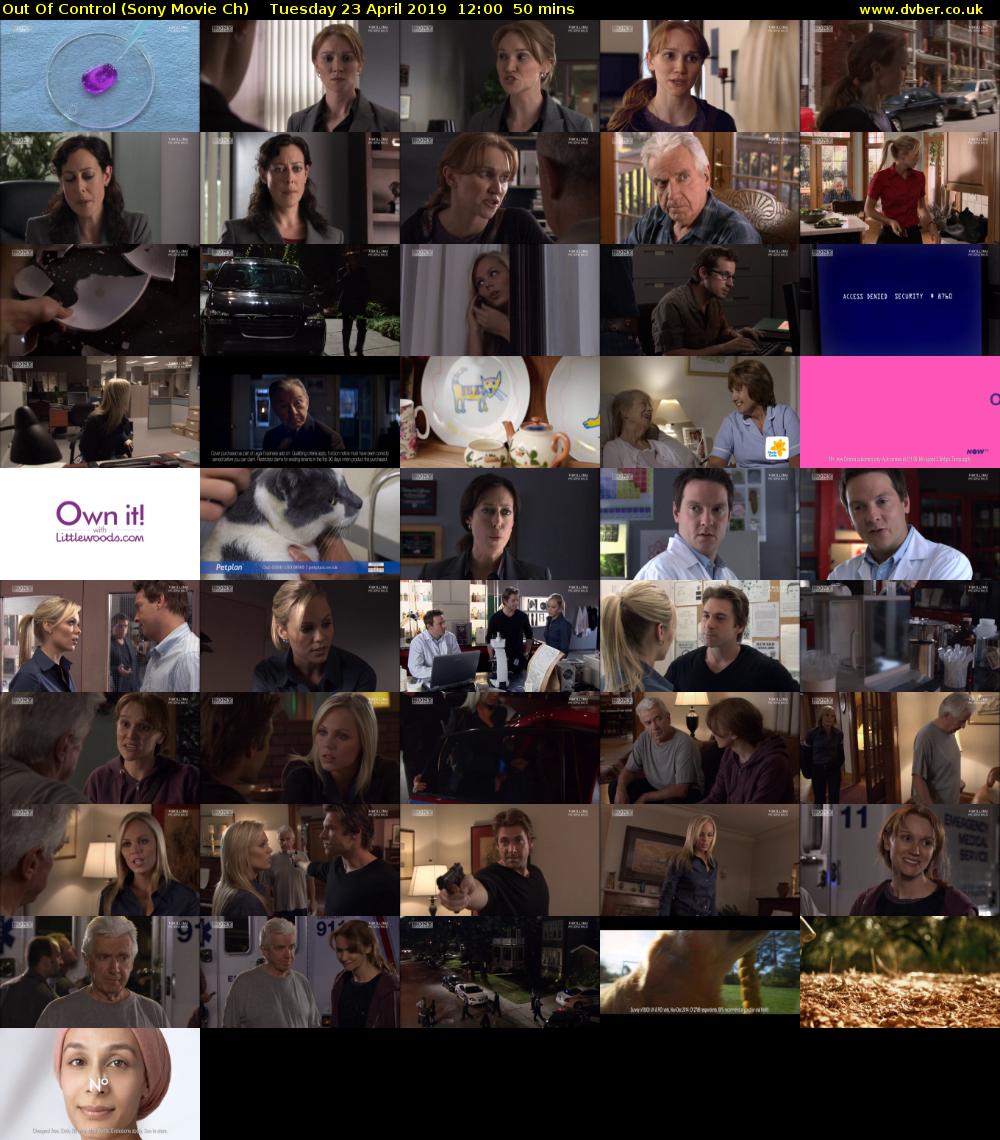 Out Of Control (Sony Movie Ch) Tuesday 23 April 2019 12:00 - 12:50