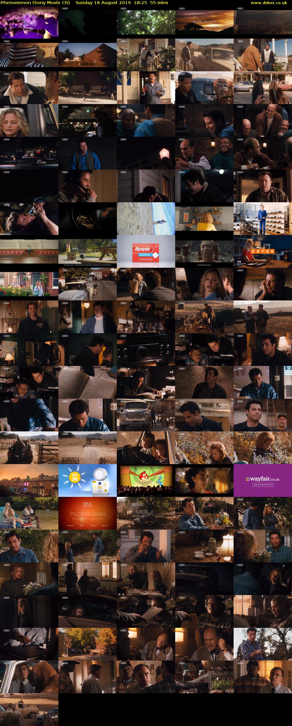 Phenomenon (Sony Movie Ch) Sunday 18 August 2019 18:25 - 19:20