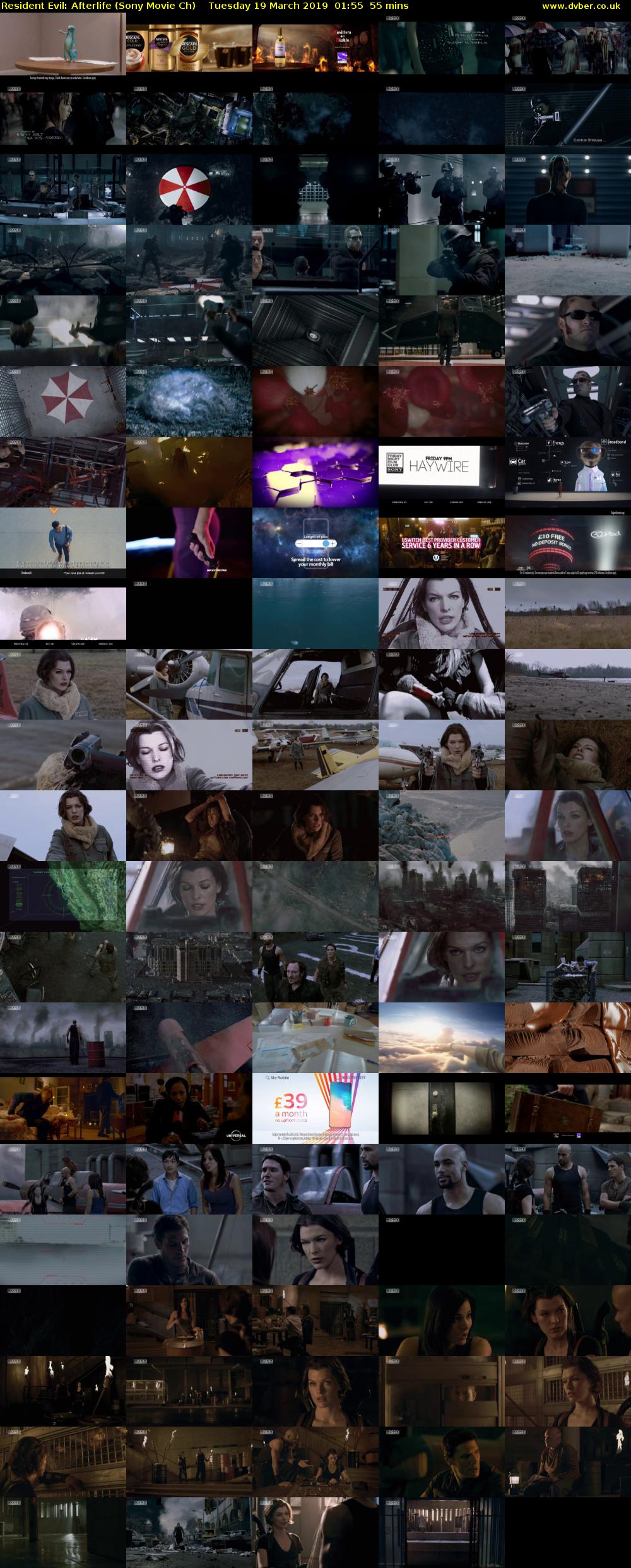Resident Evil: Afterlife (Sony Movie Ch) Tuesday 19 March 2019 01:55 - 02:50