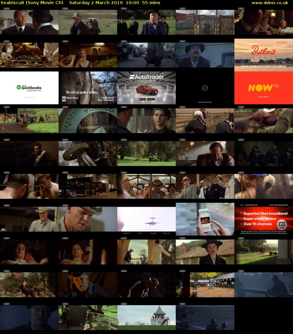 Seabiscuit (Sony Movie Ch) Saturday 2 March 2019 16:00 - 16:55