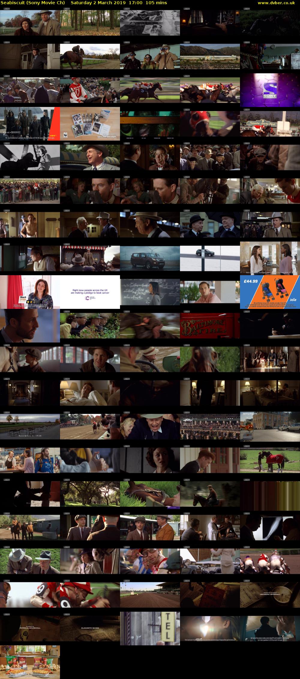 Seabiscuit (Sony Movie Ch) Saturday 2 March 2019 17:00 - 18:45