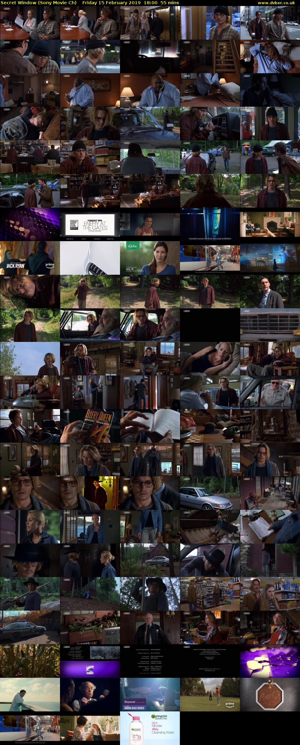 Secret Window (Sony Movie Ch) Friday 15 February 2019 18:00 - 18:55