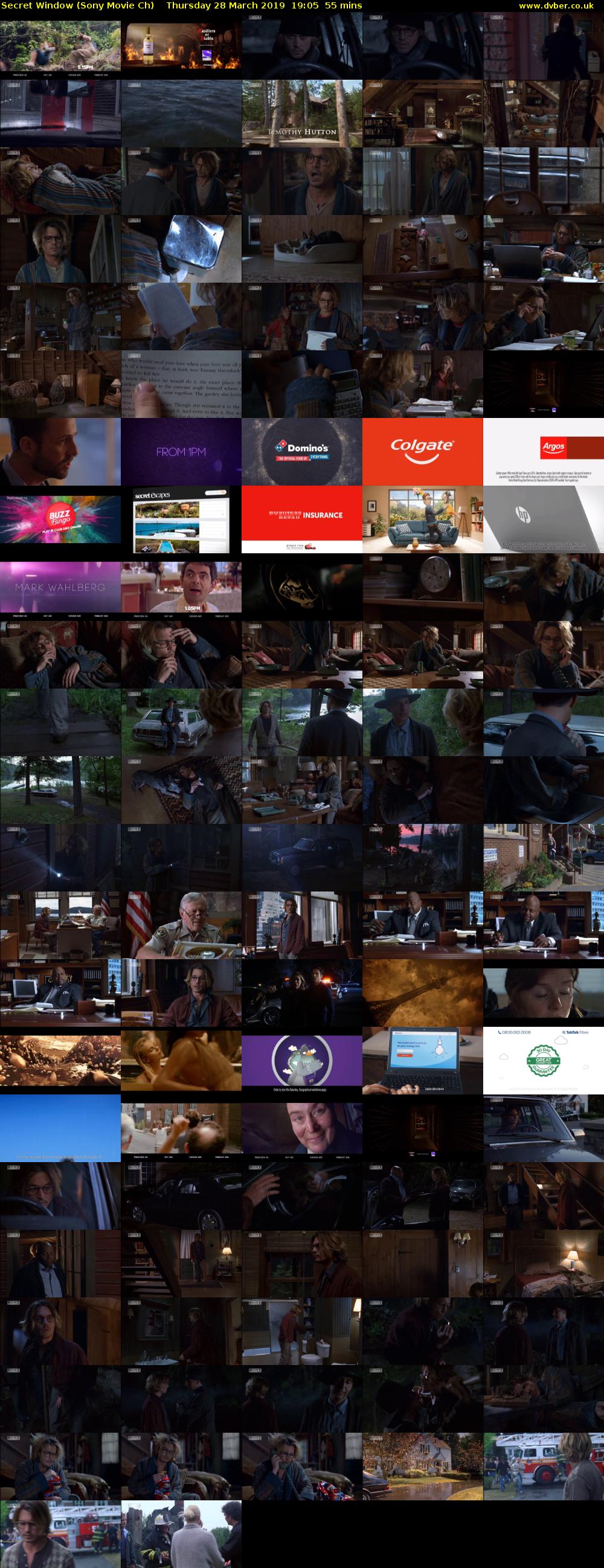 Secret Window (Sony Movie Ch) Thursday 28 March 2019 19:05 - 20:00