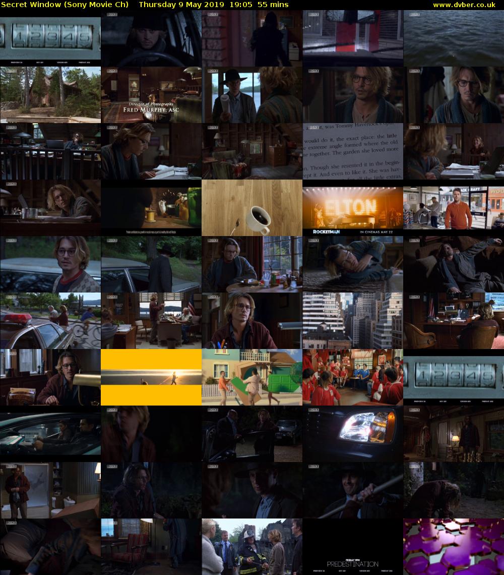 Secret Window (Sony Movie Ch) Thursday 9 May 2019 19:05 - 20:00