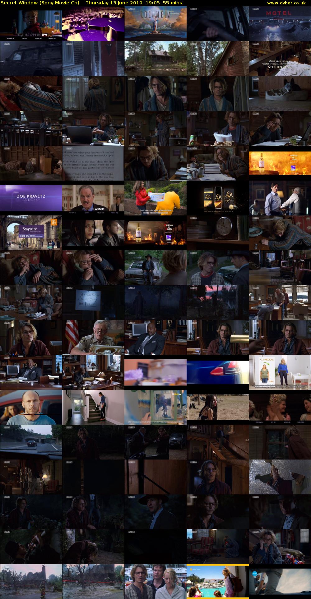 Secret Window (Sony Movie Ch) Thursday 13 June 2019 19:05 - 20:00