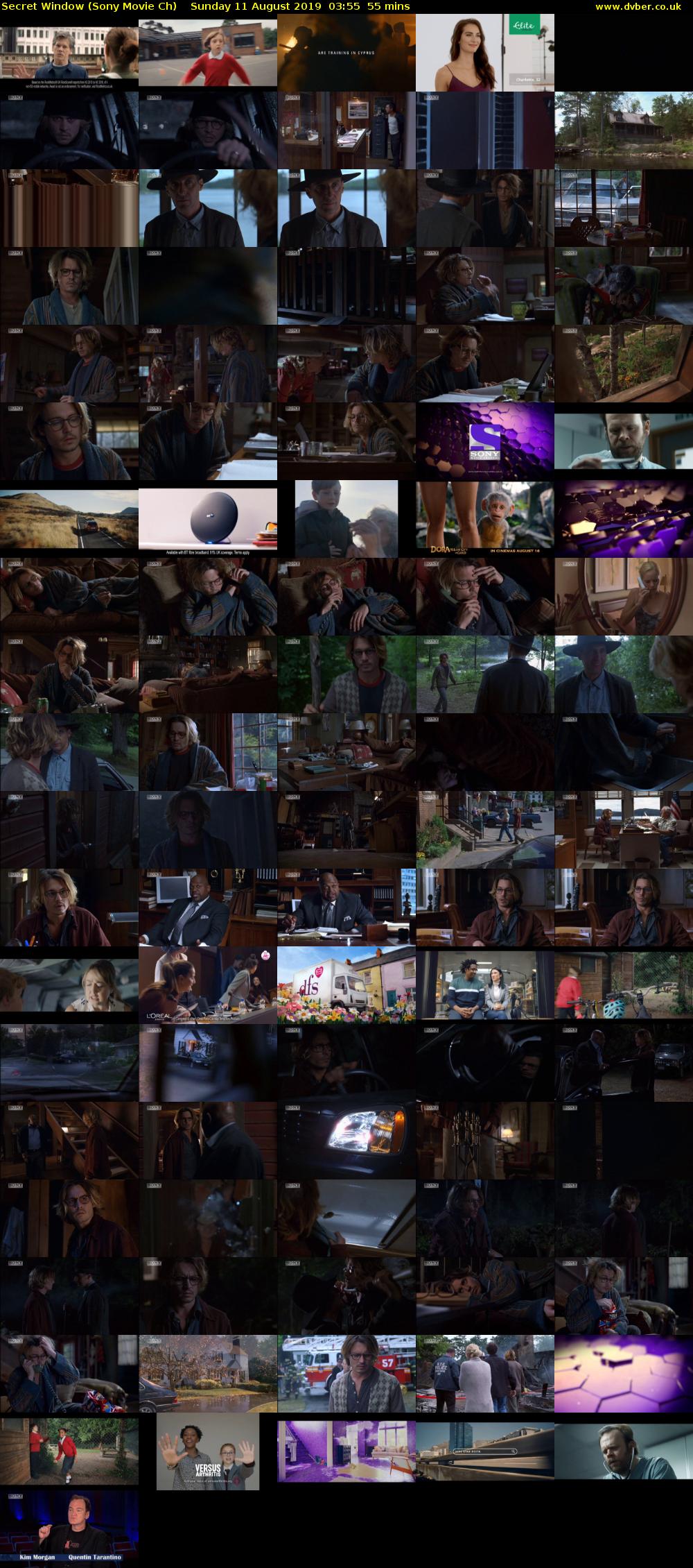Secret Window (Sony Movie Ch) Sunday 11 August 2019 03:55 - 04:50