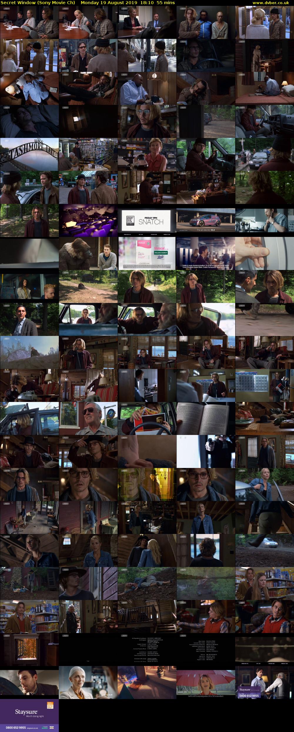 Secret Window (Sony Movie Ch) Monday 19 August 2019 18:10 - 19:05