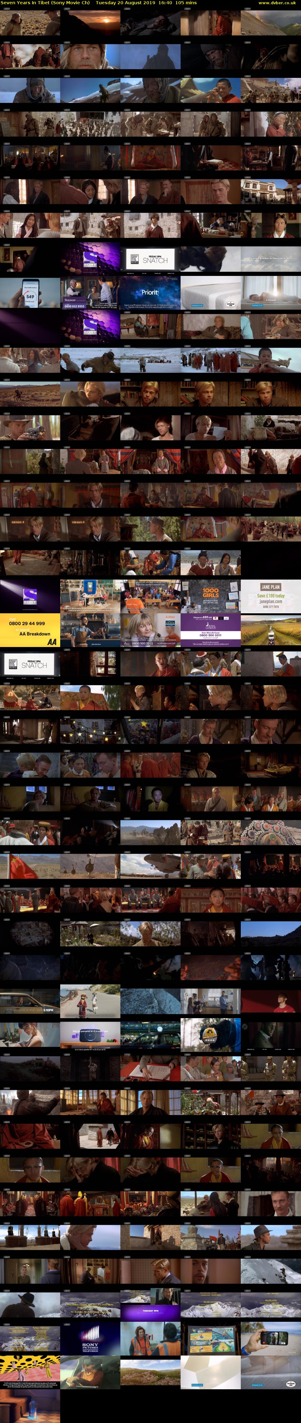 Seven Years In Tibet (Sony Movie Ch) Tuesday 20 August 2019 16:40 - 18:25