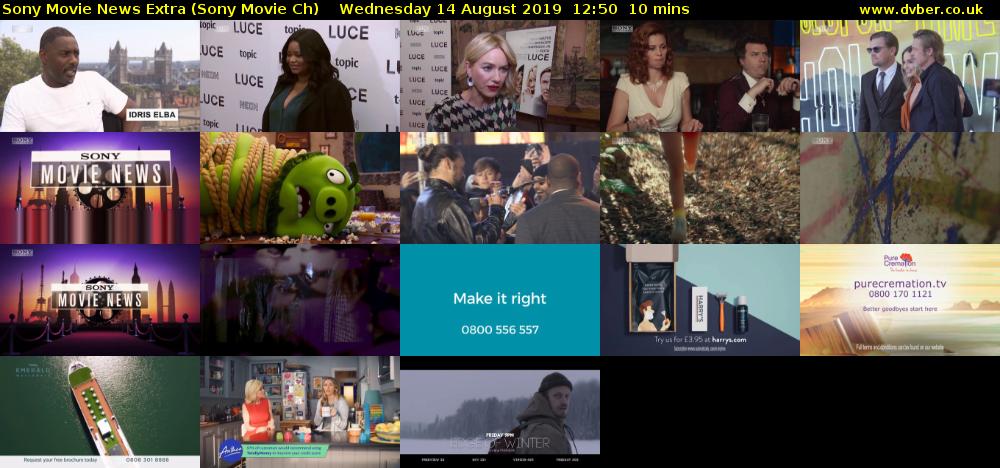 Sony Movie News Extra (Sony Movie Ch) Wednesday 14 August 2019 12:50 - 13:00