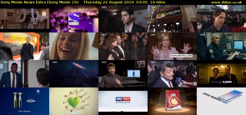 Sony Movie News Extra (Sony Movie Ch) Thursday 22 August 2019 03:05 - 03:15