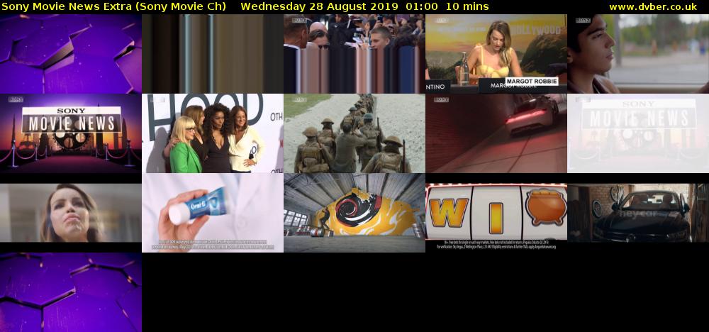Sony Movie News Extra (Sony Movie Ch) Wednesday 28 August 2019 01:00 - 01:10