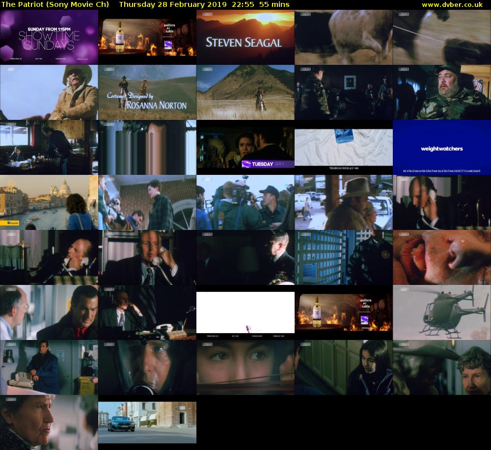 The Patriot (Sony Movie Ch) Thursday 28 February 2019 22:55 - 23:50