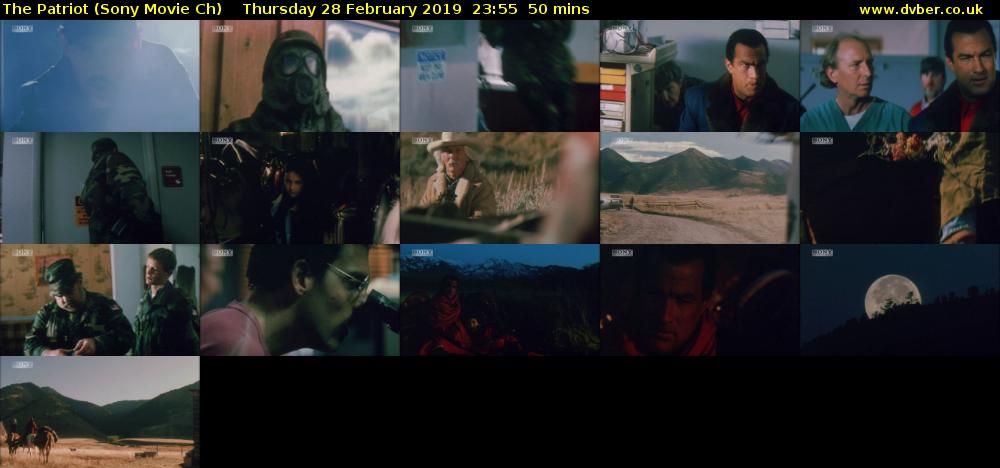 The Patriot (Sony Movie Ch) Thursday 28 February 2019 23:55 - 00:45