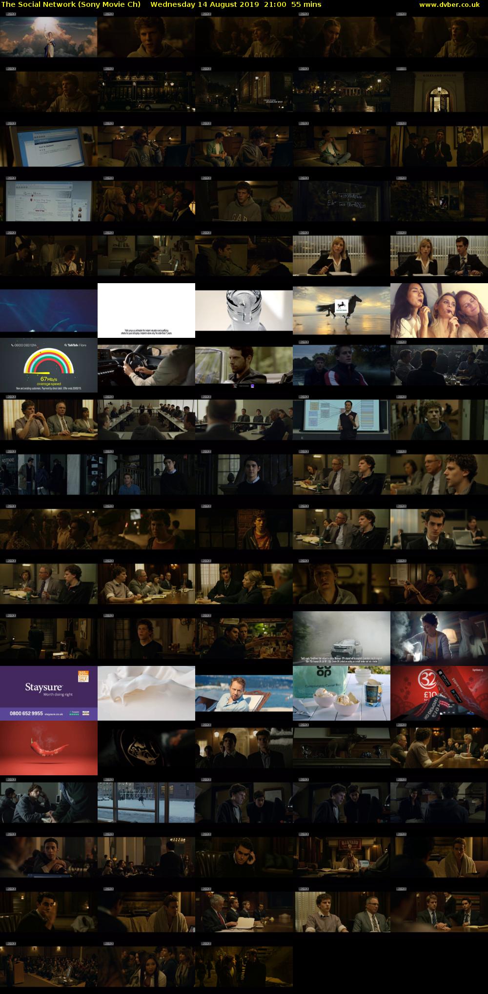 The Social Network (Sony Movie Ch) Wednesday 14 August 2019 21:00 - 21:55