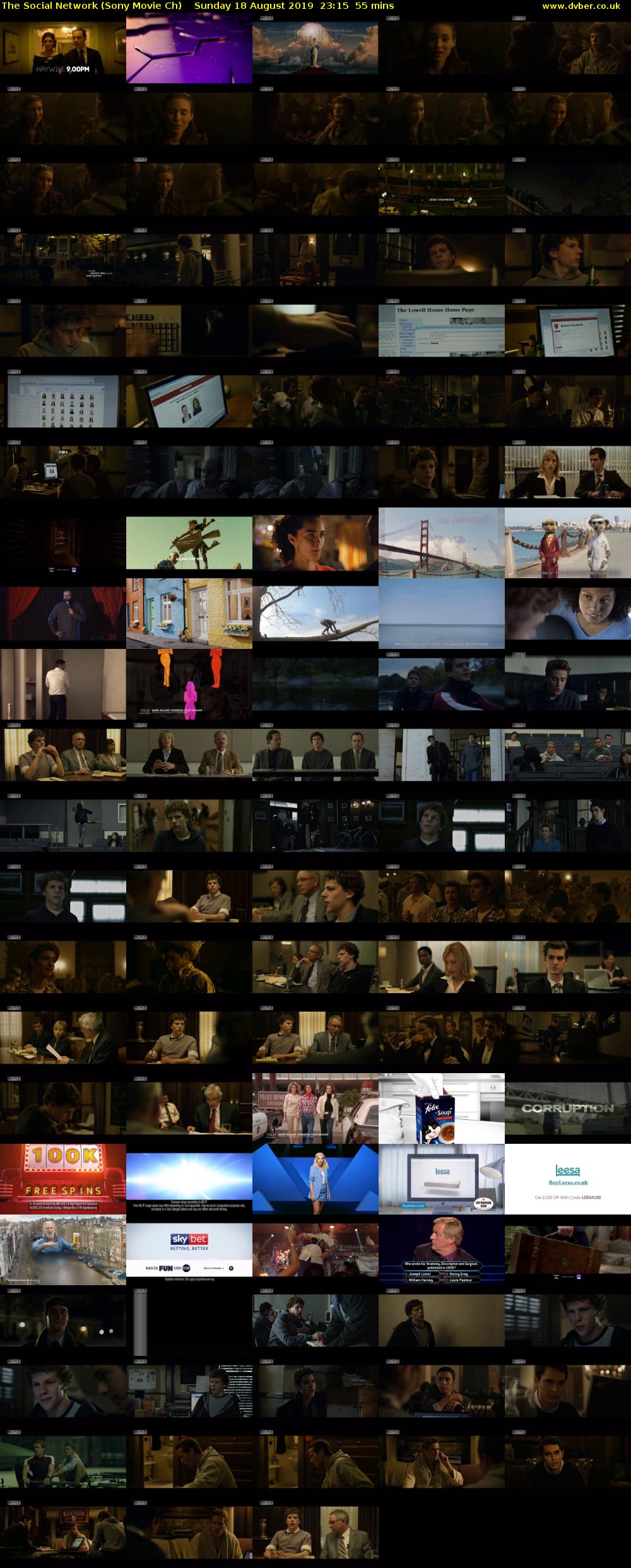 The Social Network (Sony Movie Ch) Sunday 18 August 2019 23:15 - 00:10