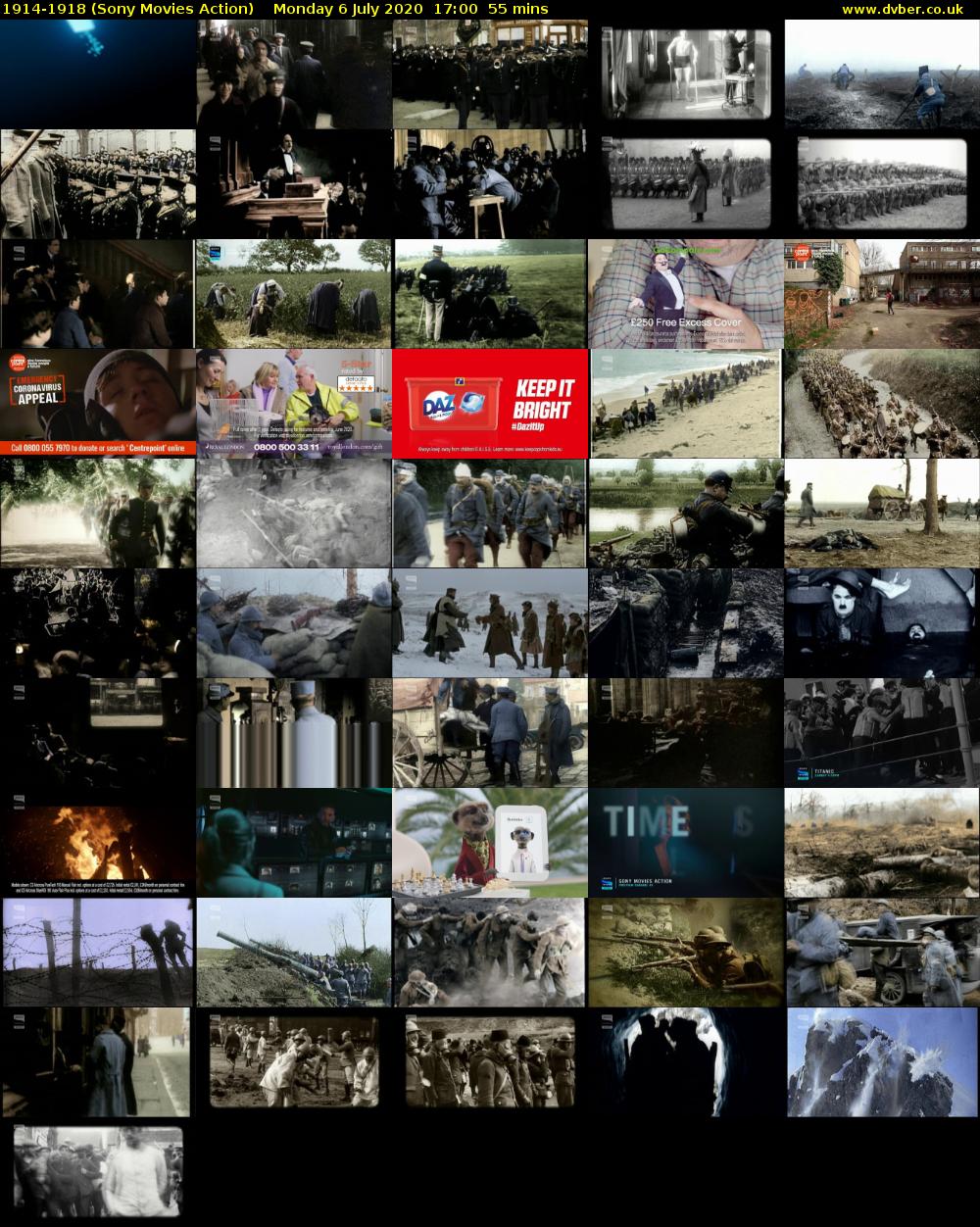 1914-1918 (Sony Movies Action) Monday 6 July 2020 17:00 - 17:55
