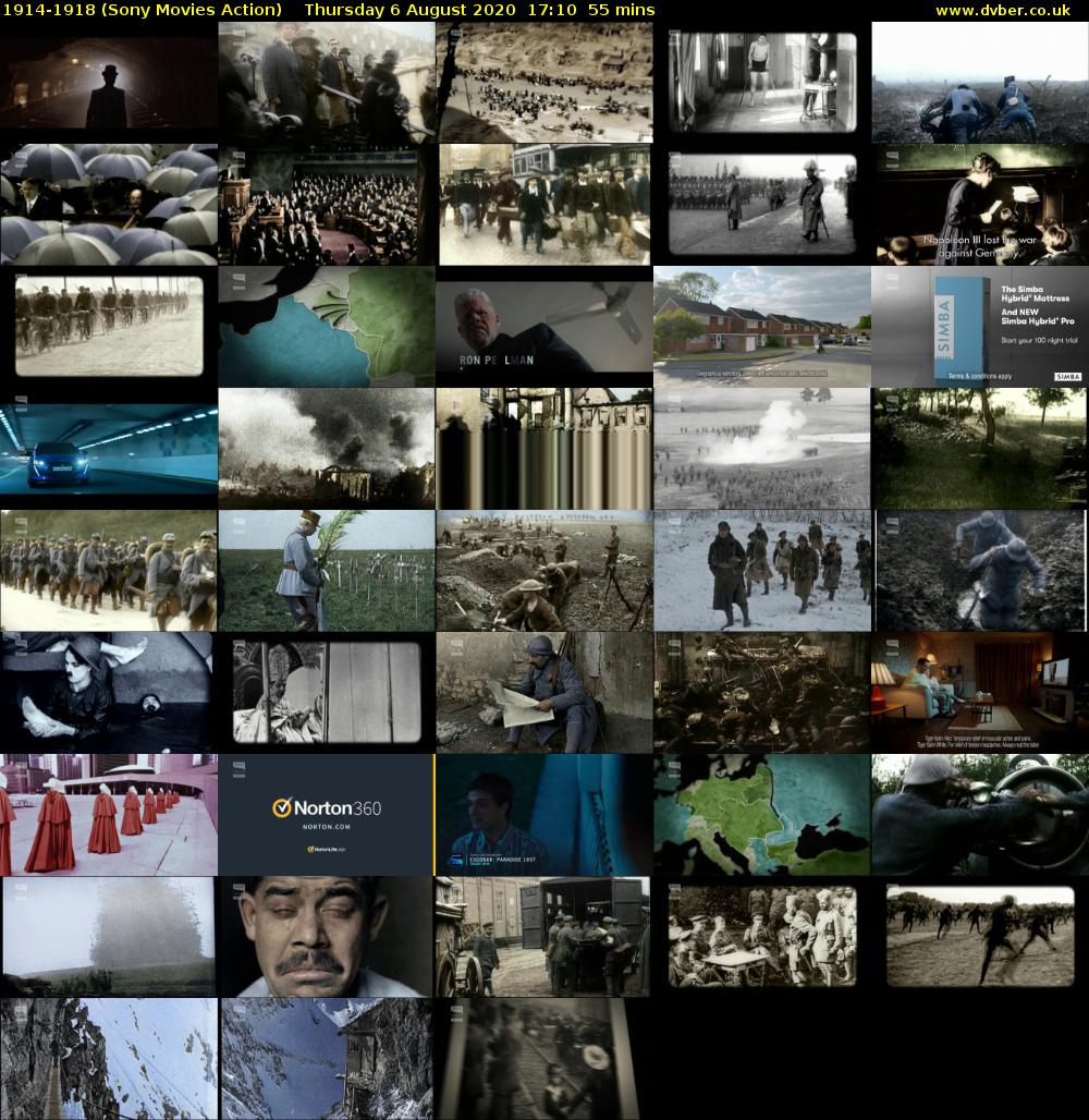 1914-1918 (Sony Movies Action) Thursday 6 August 2020 17:10 - 18:05