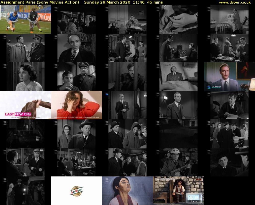Assignment Paris (Sony Movies Action) Sunday 29 March 2020 11:40 - 12:25