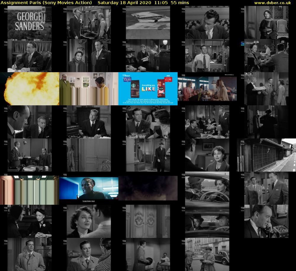 Assignment Paris (Sony Movies Action) Saturday 18 April 2020 11:05 - 12:00
