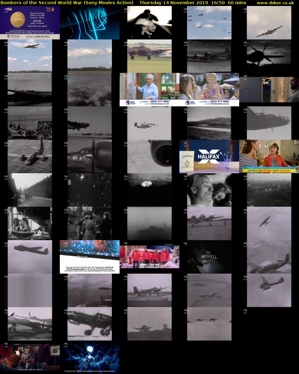 Bombers of the Second World War (Sony Movies Action) Thursday 14 November 2019 16:50 - 17:50