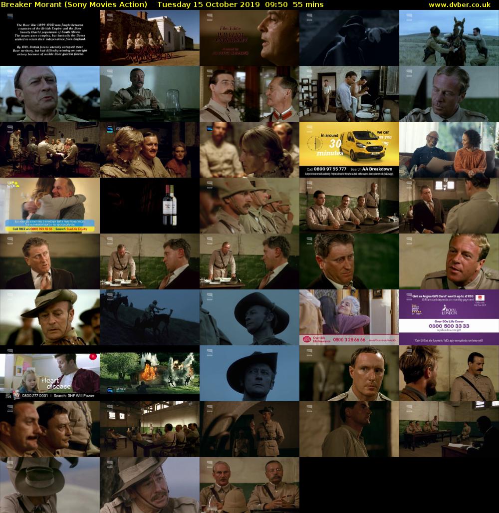 Breaker Morant (Sony Movies Action) Tuesday 15 October 2019 09:50 - 10:45